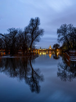 Blick über das Hochwasser zur Altstadt Januar 2024